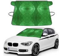 Green Sequin Sparkle Printed Portable Windshield Wrap, Foldable Winter Ice Shield, Reinforced Flap Auto Protector