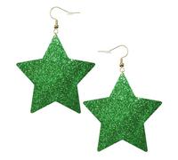 Green Sequin Sparkle Statement Earrings for Women, Star Drop Earrings, Elegant Dangle Jewelry for Formal Gatherings