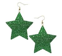 Green Sequin Sparkle Statement Earrings for Women, Star Drop Earrings, Elegant Dangle Jewelry for Formal Gatherings