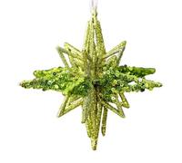 Green Sequined Glitter Snowflake Elk Ballet Girl Butterfly Ornaments,Shatterproof Hanging Decor for Xmas Tree Home Party Decorations(Style 7)
