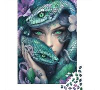 Green Serpent Goddess 1000 Piece Recycled Jigsaw Puzzle for Adults Reusable Stress Relief Challenging Brain Teaser 52x38cm/1000pcs