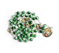 (green) Seven Sorrows Of Mary Rosary Chaplet Acrylic Beads Catholic Jewelry Necklace For Women Men