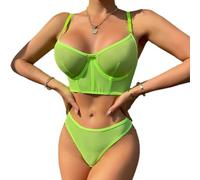 Green Sexy Lingerie Transparent Solid Seamless Underwear Set Woman Lace See Through Bra And Panty Set Intimate Costume 2 Pieces