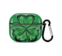 Green Shamrock Bluetooth Earbuds Case Cover Full Body Shockproof Protection Hard Case Support Wireless Charging with Keychain Personalized Gift for AirPods 3