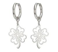 Green Shamrock Clover Earrings Good Lucky Four Leaf Clover Bracelet Celtic Knot Friendship Jewelry St. Patrick's Day Accessories Irish Gift for Women (Two clovers silver 3)