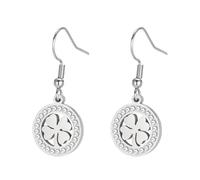 Green Shamrock Clover Earrings Good Lucky Four Leaf Clover Bracelet Celtic Knot Friendship Jewelry St. Patrick's Day Accessories Irish Gift for Women (Shamrock silver)