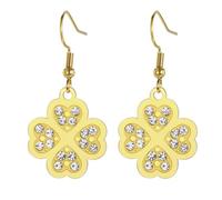 Green Shamrock Clover Earrings Good Lucky Four Leaf Clover Bracelet Celtic Knot Friendship Jewelry St. Patrick's Day Accessories Irish Gift for Women (Rhinestones gold)