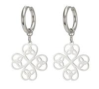 Green Shamrock Clover Earrings Good Lucky Four Leaf Clover Bracelet Celtic Knot Friendship Jewelry St. Patrick's Day Accessories Irish Gift for Women (Celtic knot clover silver 3)