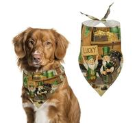 Green Shamrock Gnomes Truck Dog Bandana, Soft Breathable Pet Scarf, Personalized Dog Bib Kerchief for Small Medium Large Dogs Cats, Exquisite Pet Neckerchief for Daily Wear, Travel, Party