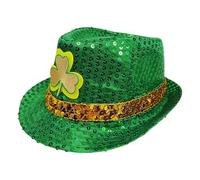 Green Shamrock Hat - Fedora Festival Accessory | Irish Style St Patricks Day Decoration Hat | Suitable for Women Men Adults Kids Teens Celebration Holiday Parade Dance Cosplay Stage Performance