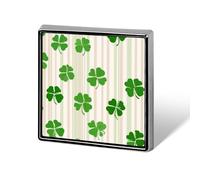 Green Shamrocks And Stripes Unisex Brooches & Pins Square Lightweight Lapel Badge Jewelry for Clothing Shawl Hat