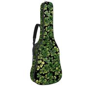 Green Shamrocks St. Patrick's Day Background Padded Guitar Bag, Protective Acoustic Guitar Cover Gig Bag for Electric Bass Classical Guitar
