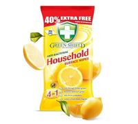 Green Shield Anti-Bacterial Household Surface Wipes Lemon 70 Large - Multi-Surface Cleaning Kills 99.9% Bacteria Kitchen Bathroom Grease & Grime