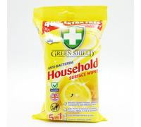 Green Shield Anti Bacterial Household Surface Wipes, Sanitize And Disinfect, Easy To Use, Delightful Lemon Fragrance, Effectively Removes Dirt, Grease, Grime, 70wipes