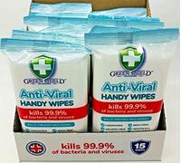 Green Shield Anti-Viral Handy Pocket Wipes 15pk X12 = 180 Wipes