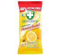 Greenshield, Large Antibacterial Household Surface Cleaning Wipes, Lemon, 70 Count