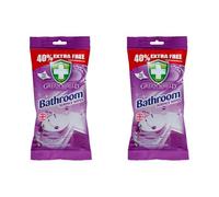 Green Shield Bathroom Surface Wipes, Multi-Surface, Powerful Formula, Ready-to-Use, Quick Cleaning, Easy Storage, Durable Textured, Ideal for Sinks, Tiles, Taps, Toilets & Shower Areas (Pack of 2)