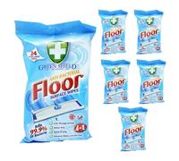 Green Shield Floor Cleaning Wipes, 24 Extra Large Disposable Mop Pads, Grease Cutting, Streak-Free Finish, Quick Dry Multi-Surface Floor Cleaner, Compatible with Sweeper Systems, (Pack of 6)
