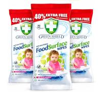 Green Shield Food Surface Cleaning Wipes, 70 Large Sheets, Kitchen Surface Wipes for Food Prep Areas, Multi-Surface Cleaner for Counters, Tables & High Chairs, Fresh Scent, (Pack of 3)