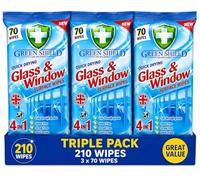 Green Shield Glass & Window Trio Pack, fresh scent pack of 3, 210 total wipes for glass & windows