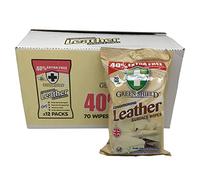 Green Shield Leather Surface Cleaning Wipes: 840 Bulk Wipes in a Retail Display Box (12x70 Packs, Unscented, Clear)