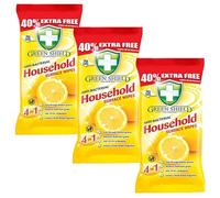 Green Shield Lemon Scent Wipes Antibacterial Antiviral Multipurpose Cleaning Disinfectant Wipes 210 For | Household | Schools | College | Commercial Business | Travel | Hospital | (3 Packs)