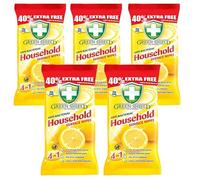 Green Shield Lemon Scent Wipes Antibacterial Antiviral Multipurpose Cleaning Disinfectant Wipes 350 For | Household | Schools | College | Commercial Business | Travel | Hospital | (5 Packs)