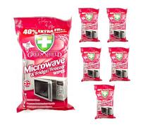 Green Shield Microwave & Fridge Freezer Cleaning Wipes, 70 Large Sheets, Kitchen Appliance Cleaner for Grease, Food Residue & Odour Removal, Multi-Surface Disposable Wipes (Pack of 6)