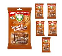 Green Shield Wood & Laminate Surface Wipes, Powerful Formula, Dust Removal, Quick, Ready-to-Use, Effective Cleaning, Ideal for Sealed Wood, Laminate Panels, Shelves, Wardrobes & Doors (Pack of 6)
