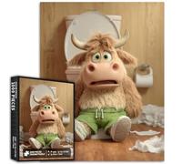 Green Shorts Cow 1000 Piece Jigsaw Puzzles for Adults Messy Bathroom Scene Art Puzzle Challenging Family Activity Games Colorful DIY Craft Puzzle for Home Decor Gifts 20×27 Inches