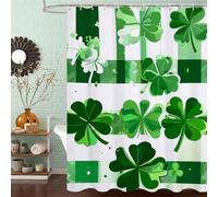 Green Shower Curtain 100 x 180 cm, Waterproof Fast-Drying Polyester Fabric, Extra Long Shower Curtain with Weighted Bottom & 12 Hooks Washable Bathroom Curtains for Bathroom Wet Room Tub, White J8-448