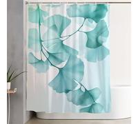Green Shower Curtain 100x200 cm Extra Long Shower Curtains for Bathroom Leaf Waterproof Door Screen with Hooks and Weighted Hem, Washable, Quick Dry, All Seasons Bathroom and Tub Decoration 3Y-533
