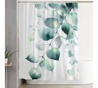 Green Shower Curtain 100x200 cm Extra Long Shower Curtains for Bathroom Leaf Waterproof Door Screen with Hooks and Weighted Hem, Washable, Quick Dry, All Seasons Bathroom and Tub Decoration 3Y-585