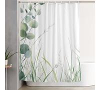 Green Shower Curtain 160x200 cm Extra Long Shower Curtains for Bathroom Leaf Waterproof Door Screen with Hooks and Weighted Hem, Washable, Quick Dry, All Seasons Bathroom and Tub Decoration 3Y-630
