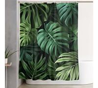Green Shower Curtain 180x200 cm Extra Long Shower Curtains for Bathroom Leaf Waterproof Door Screen with Hooks and Weighted Hem, Washable, Quick Dry, All Seasons Bathroom and Tub Decoration 3Y-277