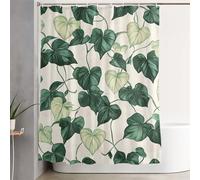 Green Shower Curtain 200x240 cm Extra Long Shower Curtains for Bathroom Leaf Waterproof Door Screen with Hooks and Weighted Hem, Washable, Quick Dry, All Seasons Bathroom and Tub Decoration 3Y-281