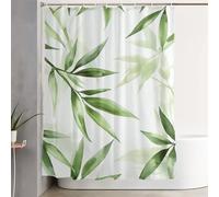 Green Shower Curtain 80x200 cm Extra Long Shower Curtains for Bathroom Leaf Waterproof Door Screen with Hooks and Weighted Hem, Washable, Quick Dry, All Seasons Bathroom and Tub Decoration 3Y-551
