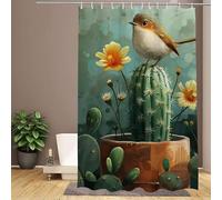Green Shower Curtain, Animal Shower Curtains 120x200cm Bathroom Curtains, Durable Waterproof Polyester Fabric Bath Curtain, with Hooks - Easy Clean, Washable and Weighted Hem for UK Homes W1-100