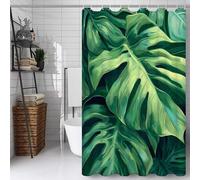 Green Shower Curtain, Bathroom Curtain with 12 Hooks | Waterproof Polyester Fabric | Rustproof Eyelets | Weighted Hem | Machine Washable | Quick Dry | Bathroom Accessories Decor | 150x170cm Leaf Y#10
