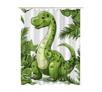 Green Shower Curtain, Cute Curtains with 12 Shower Curtain Hooks, Extra Long Bathroom Curtains Weighted Hem, Quick Drying Waterproof Polyester Fabric for Outdoor Garden Wet Room Bath 90x180 cm Q-72