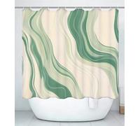 Green Shower Curtain for Bathroom, Curtain Includes 12 Pcs Hooks, Waterproof Polyester Fabric, Rustproof Eyelets, Weighted Hem, Machine Washable, Quick Dry, Bathroom Decor H200 x W300cm Cream J#404