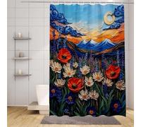 Green Shower Curtain Landscape Shower Curtains for Bathroom HD Printing Waterproof Bathroom Curtains with 12 Hooks, Polyester Bath Curtain Machine Washable Fabric for Bath Tub 90x200cm -zpg25073MG