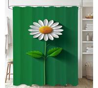 Green Shower Curtain, Waterproof Extra Long Curtains for Bathroom Decor, Luxury Weighted Shower Curtain Chrysanthemum, for Bathroom Window Curtains, Quick Dry Wet Room, 150x180cm 60x71Inch J-3