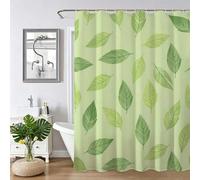 Green Shower Curtain,Weighted Shower Curtain for Bathroom,Washable Quick-Drying,Resistant Waterproof with 12 Pcs Hooks,Leaves Fabric Extra Long Curtains,for Wet Room Bathtub 130x170cm 52x67Inch Z-76