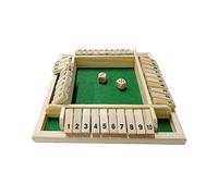 (Green) Shut The Box Dice Game, 2-4 Players Board Game for Adults, Classic Wooden Tabletop Game with Dices and Instruction