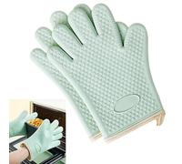 Green Silicone Oven Gloves,2 Pcs Silicone Oven Mitts Oven Glove Heat Resistant Soft Lining Oven Mits Cooking Mitt with Non-Slip Waterproof for Cooking Baking Kitchen Mittens