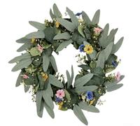 Green Silk Wreath 42cm with Rabbit Ears Spring Decor