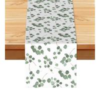 Green Silver Dollar Eucalyptus, Table Runner, Imitation Linen Table Runner For Home Party Dining Room 33x183 cm