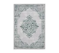 Green Silver Traditional Bordered Abstract Easy To Clean Dining Room Bedroom & Living Room Rug-120Cm X 170Cm