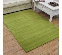 Green Simple And Stylish Wool Modern Plain Handmade Rug For Living Room And Bedroom-60Cm X 120Cm